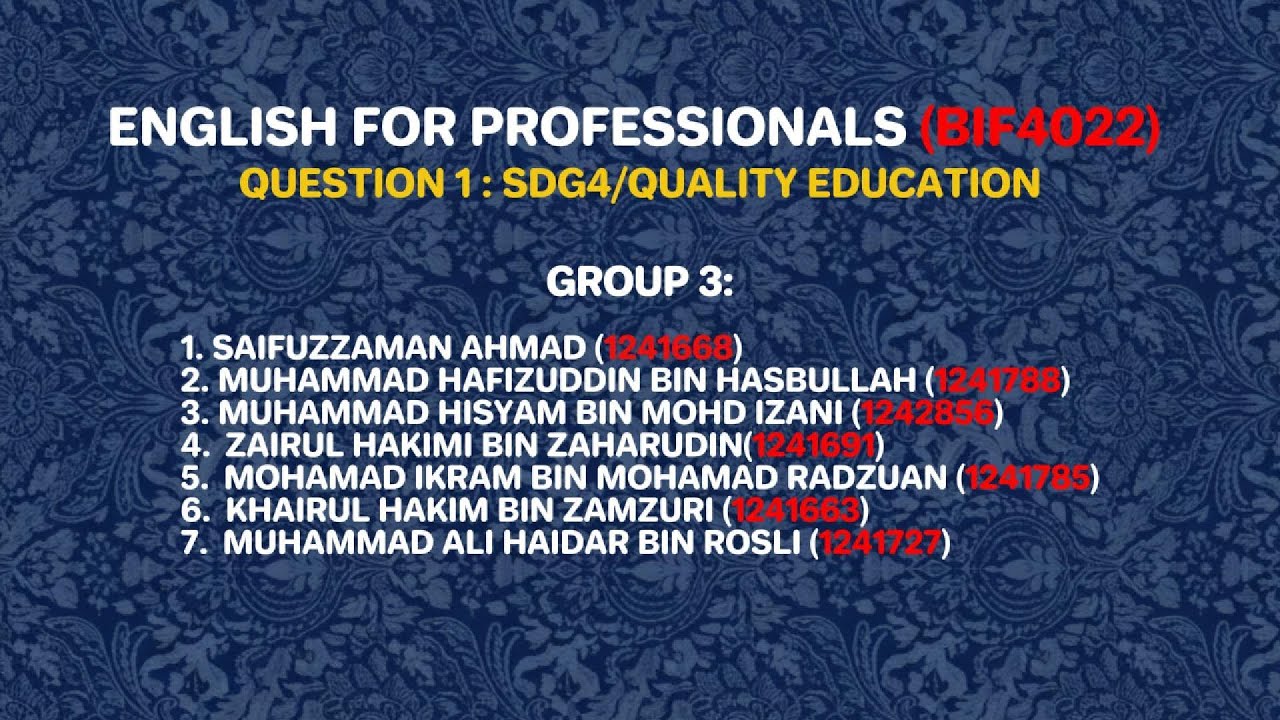 ENGLISH FOR PROFESSIONALS (BIF4022) (BQ1) - MEETING