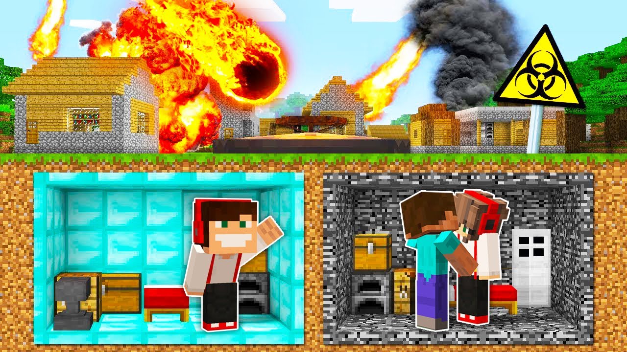 DESZCZ METEORYT&Oacute;W vs PODZIEMNA BAZA ZA 1$ i 10000$ W MINECRAFT?! GPLAY