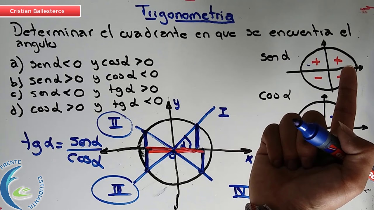 Trigonometria   Determinar el cuadrante de los angulos dados