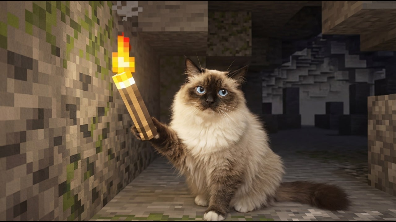 Real Life Cat Survives in Minecraft! 🐾 | Part 1
