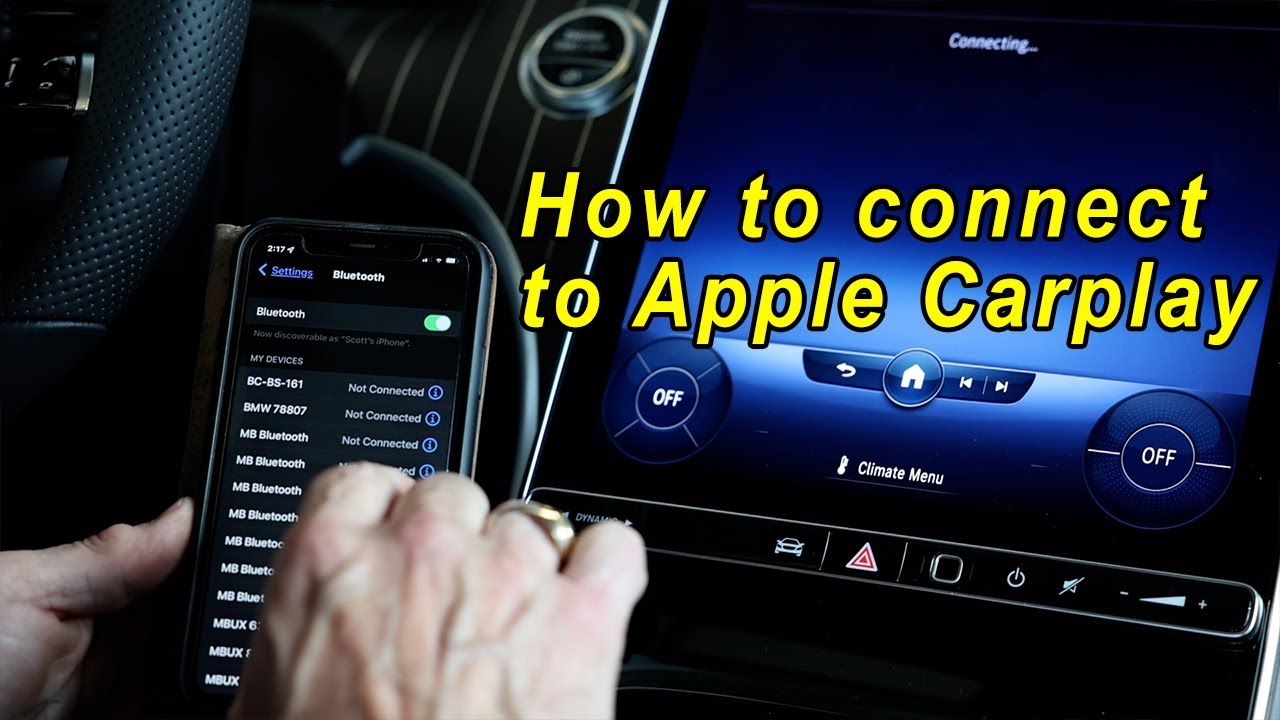 Как подключиться к беспроводной системе Apple CarPlay | Система Mercedes-Benz MBUX 2023 года