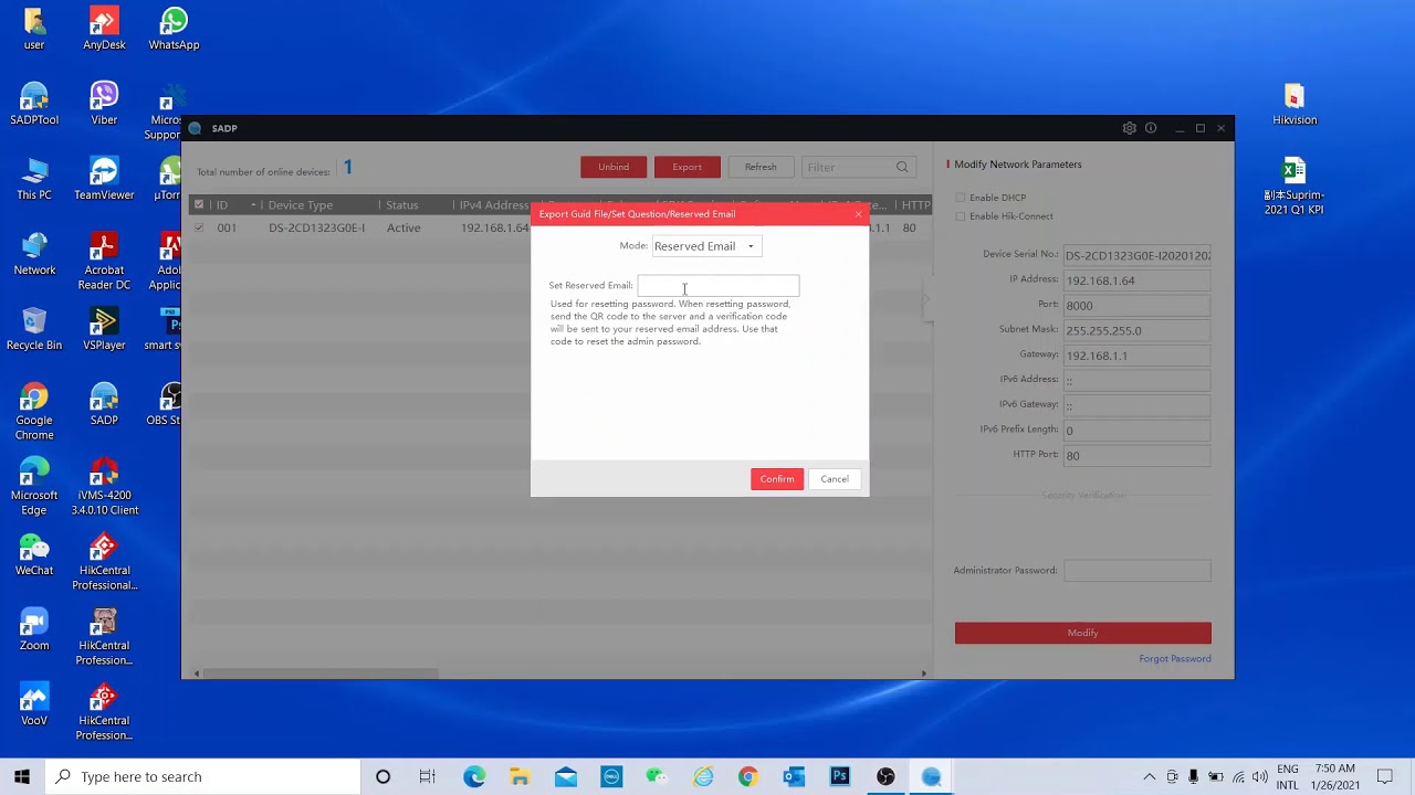 Activating Hikvision IP Camera using SADP tool