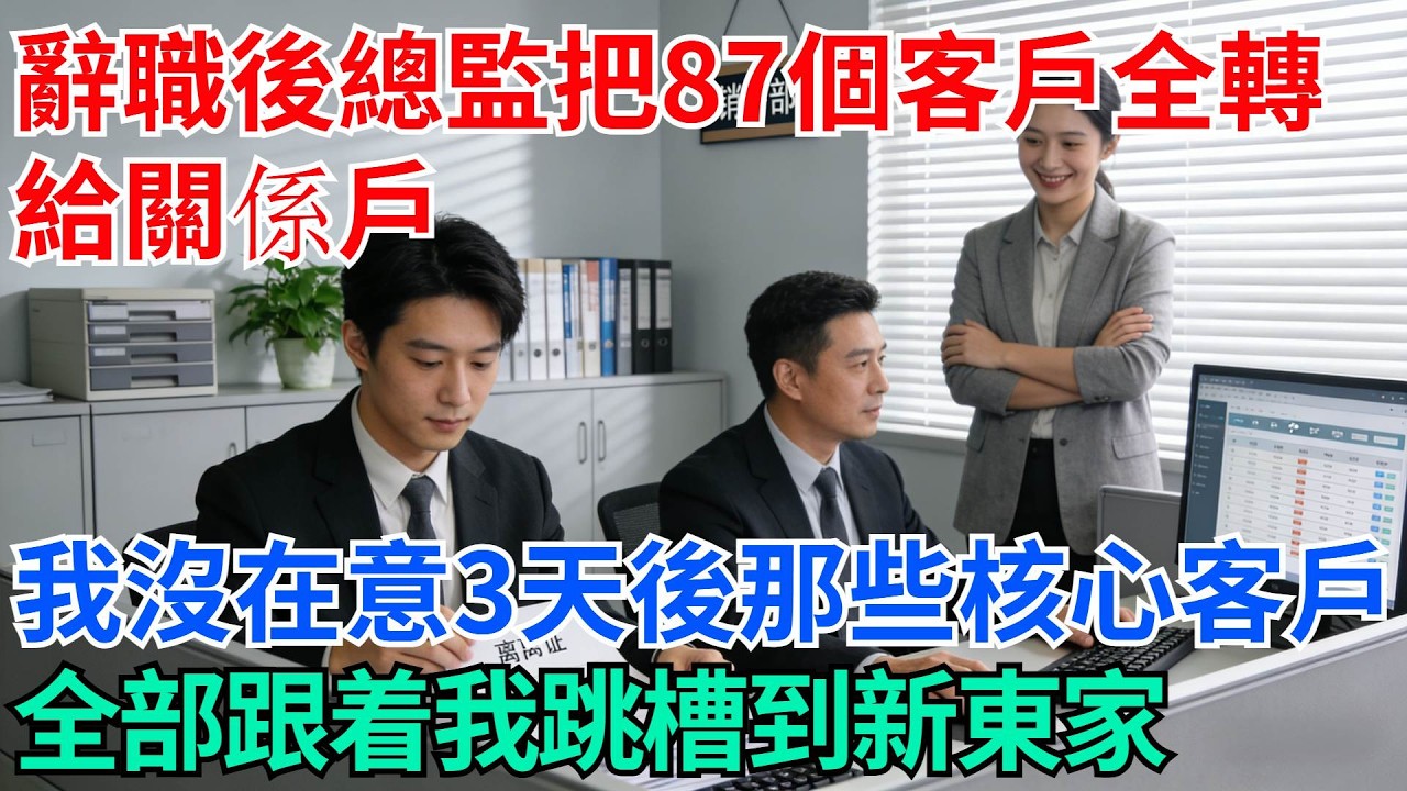 我辭職後，總監把87個客戶全轉給關係戶，我沒在意，3天後那些核心客戶全部跟着我跳槽到新東家【奇趣天下】#職場逆襲#職場智慧#爽文職場#工作日常#完結爽文