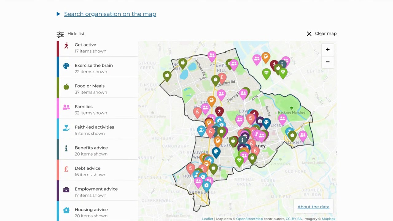 Hackney Find support services map