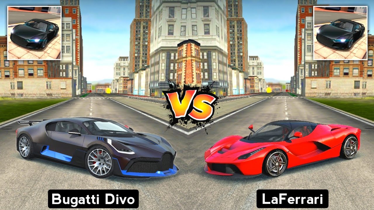 Extreme Car Driving Simulator 2022 - LaFerrari vs Bugatti Divo. Who is Best? - Full Comparison
