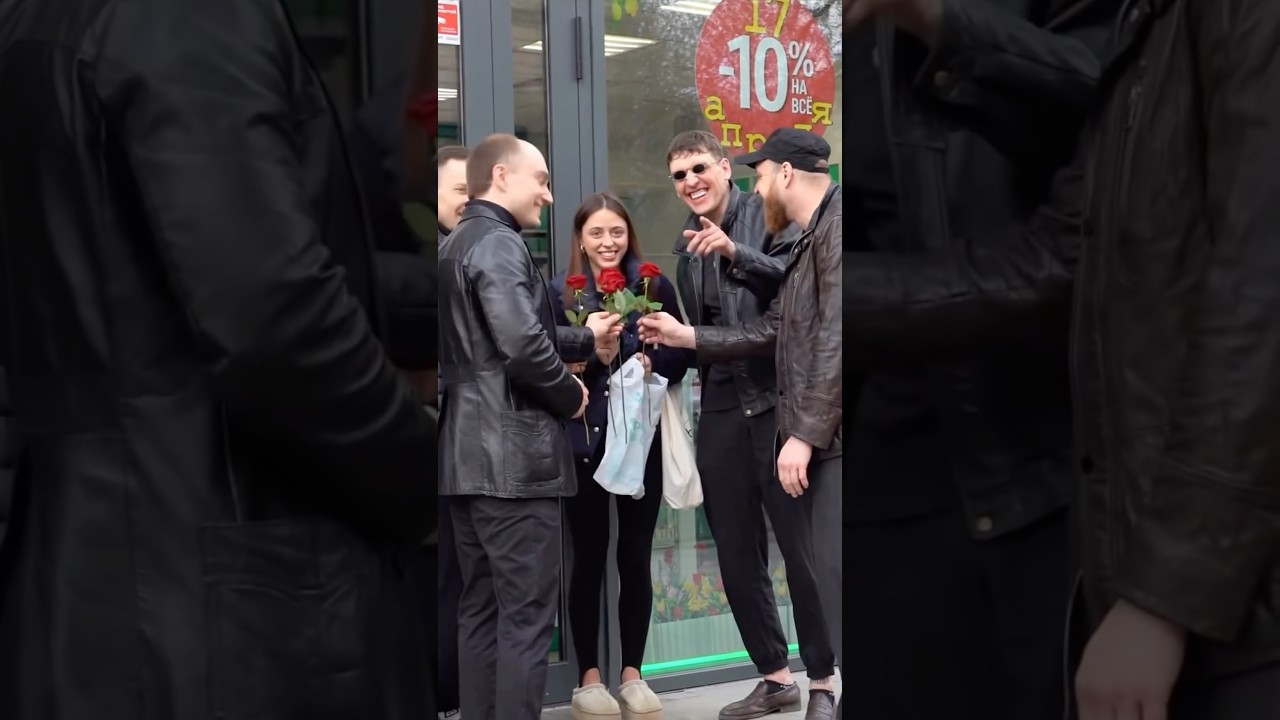 Giving flowers to strangers 