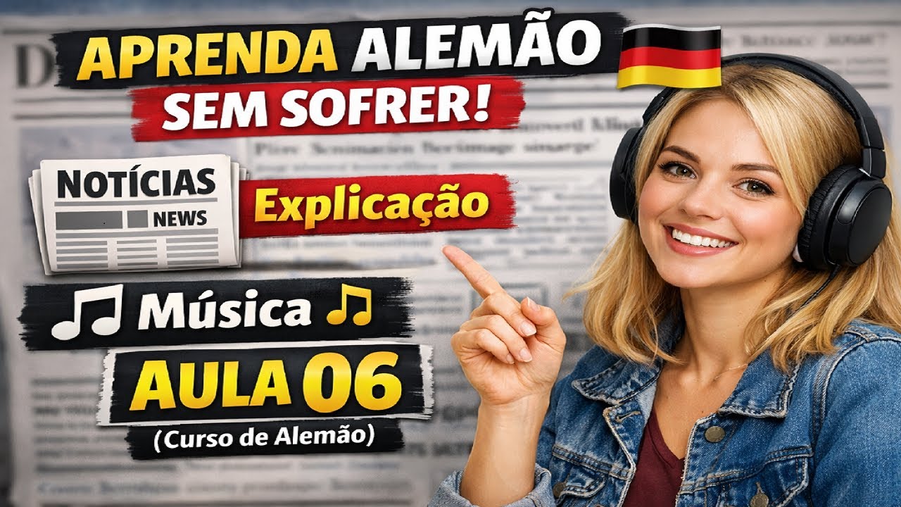 Aprenda Alemão Sem Sofrer 🇩🇪 | Aula com Noticias , explicação e Música 🎵 Aula 06 (Curso de Alemão)