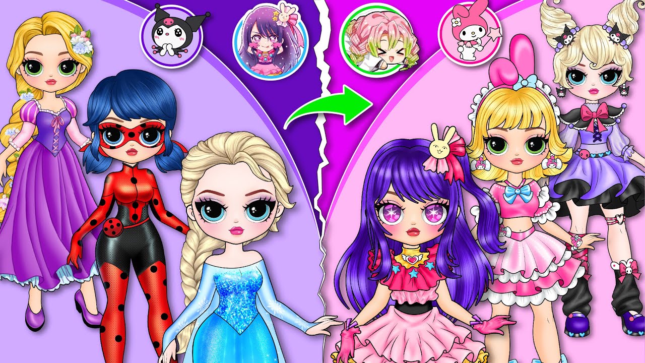 Princess vs Dark Girl! Cartoon Fashion Contest 👗✨ | DIY Paper Dolls Fashion