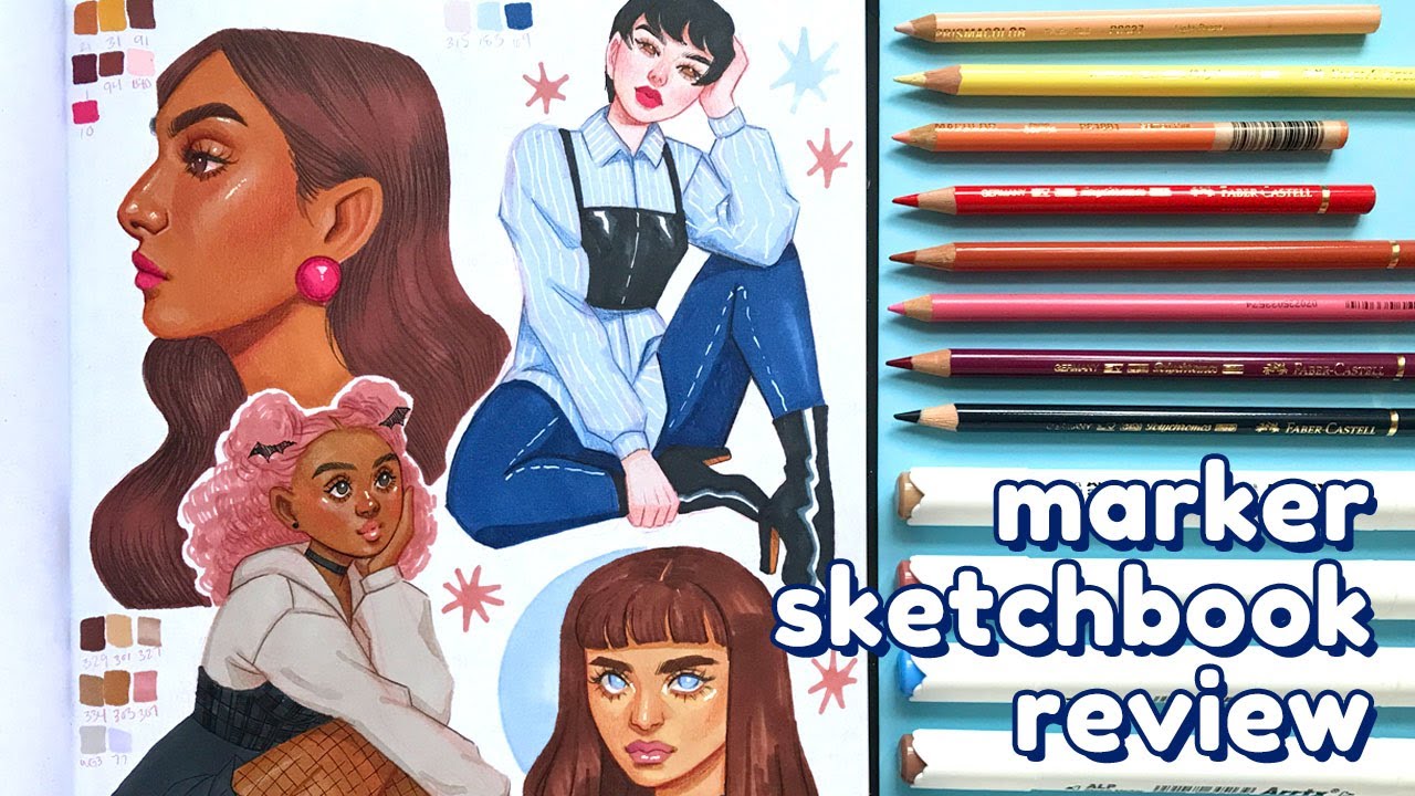 RENDR MARKER SKETCHBOOK REVIEW | Alcohol Markers + Coloured Pencils