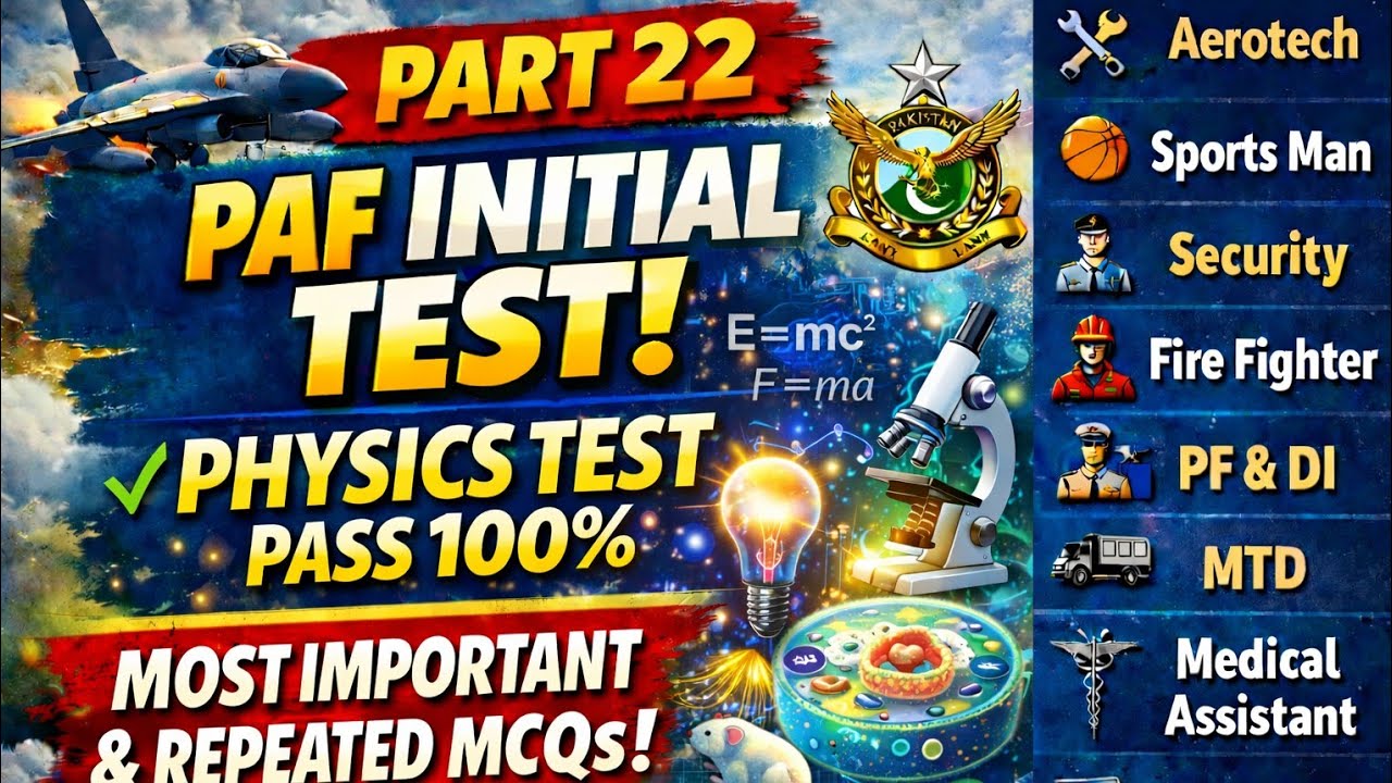 Part 22 | PAF Initial Physics Test Preparation 2026 | Most Important & Repeated MCQs