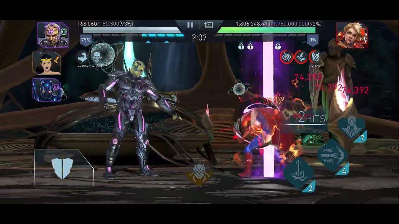 S.C. Blue Beetle 1Shot Supergirl, he’s way OP only 3* Ascended. Brainiacs lethal stacks help too lol