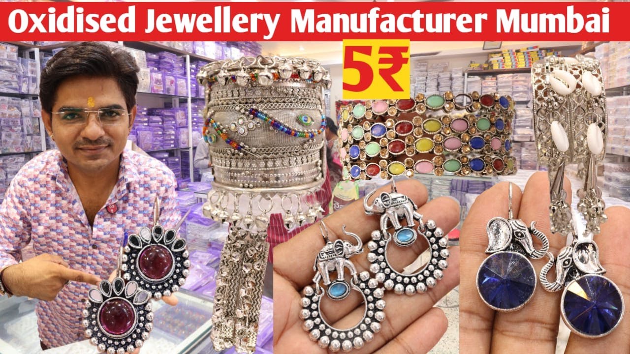 Oxidised Jewellery Manufacturers in Mumbai | 92.5 Silver Earrings Wholesale | Black Polish Bangles
