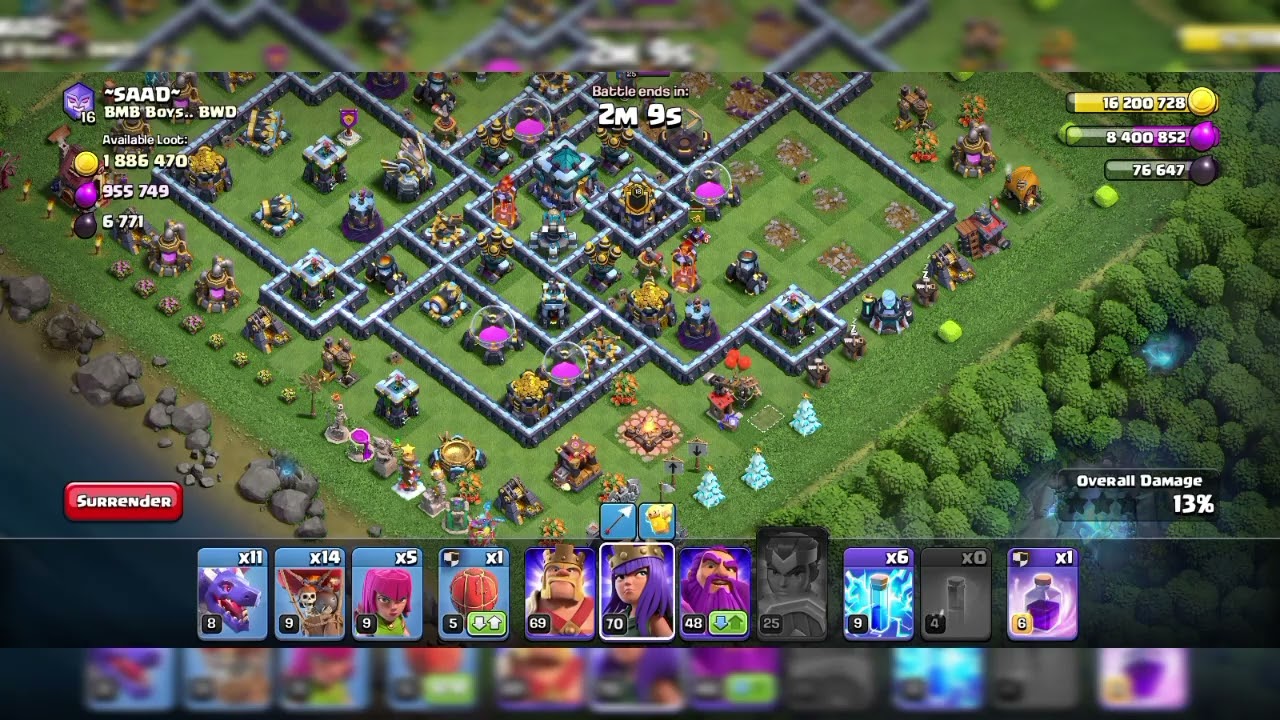 COC Town Hall 13 :  Dragon + Balloon - Air Attack 🔥🔥