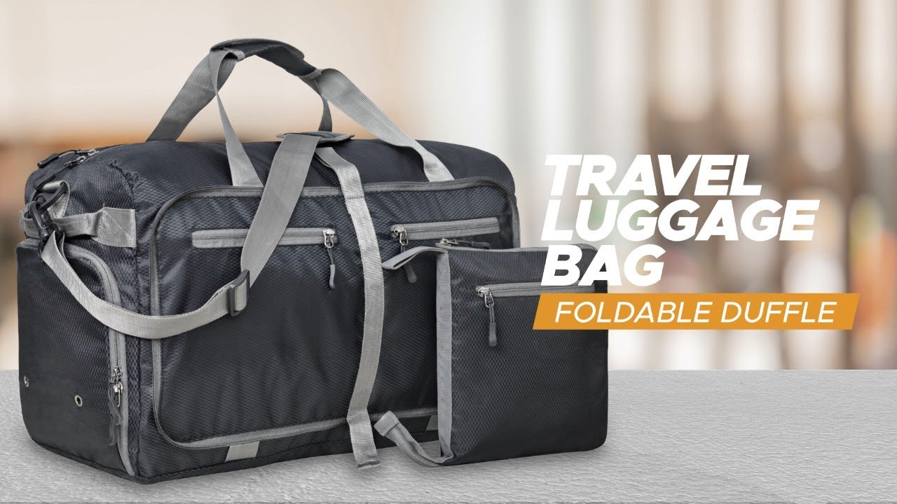FATMUG Foldable Duffel Luggage Bag For Travel, Packing and Storage | Men and Women | 45 L, Black