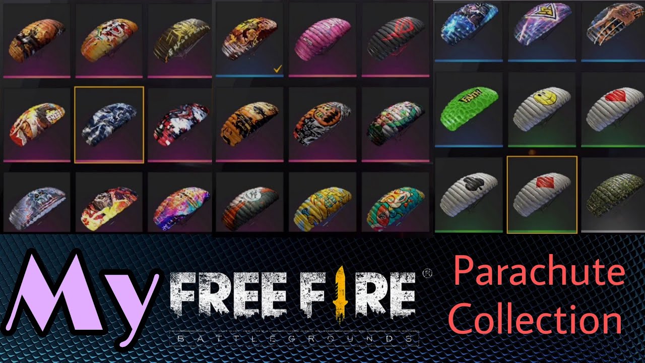 My Free Fire Parachute Collection || Garena Free Fire Battleground Rare Parachute Collection ||