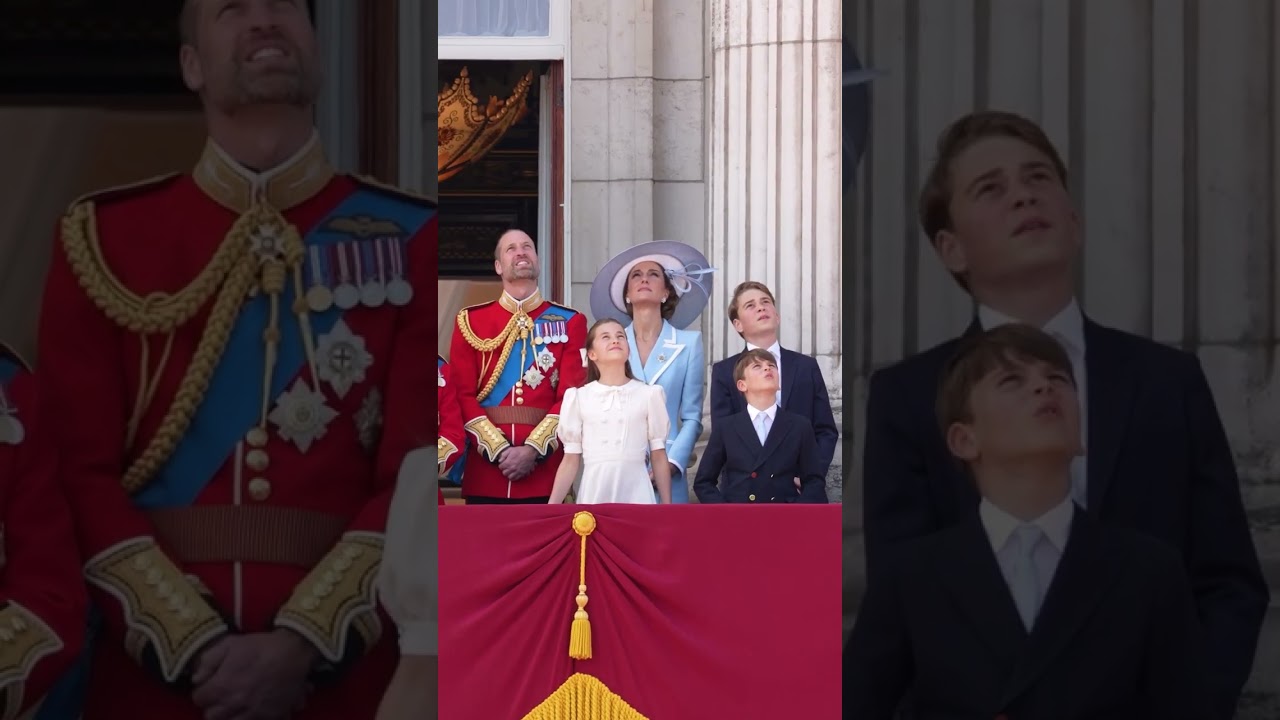 Prince and Princess of Wales look every bit the perfect family as they look at planes flying above