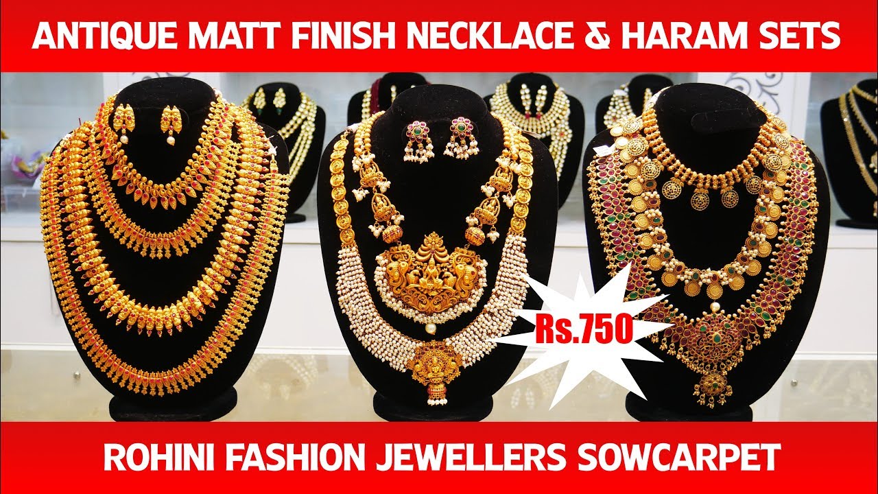 Rs.750 Exclusive Antique Matt Finish Necklace And Haram Sets | Rohini Fashion Jewellers Sowcarpet