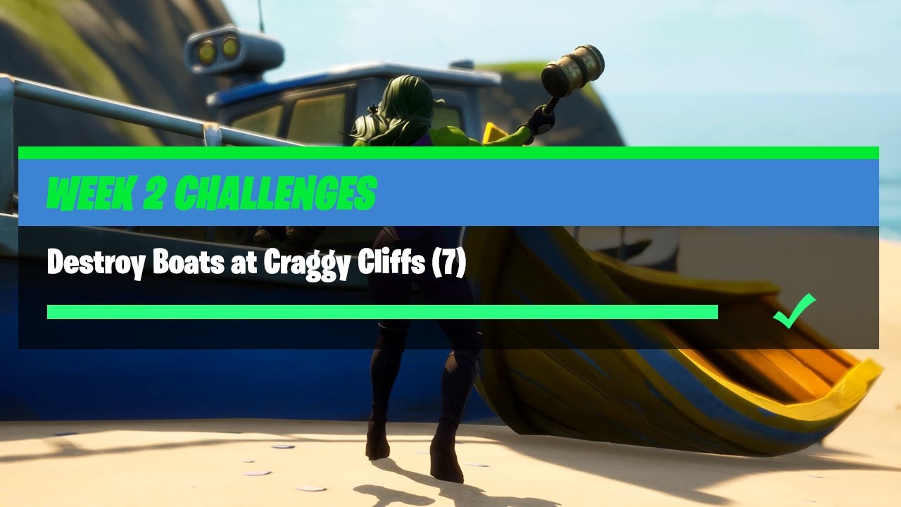 Destroy Boats at Craggy Cliffs (7) All Locations - Fortnite Week 2 Challenges