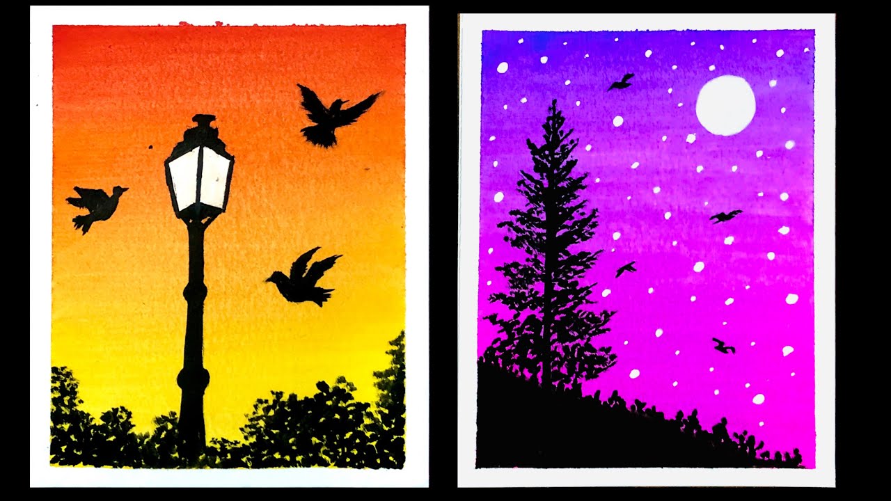 3 Simple Painting Ideas for Beginners | Easy Painting Ideas | Poster Colour Painting Ideas