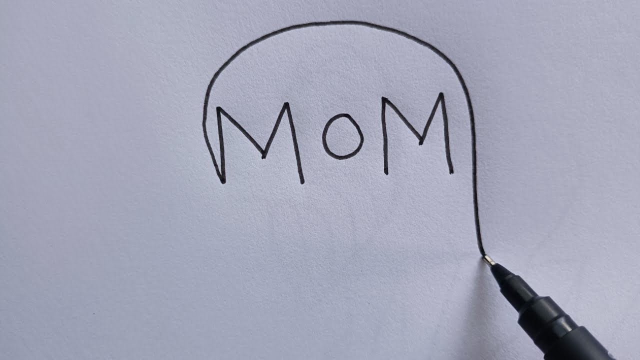 How To Draw Mother Drawing With MOM Letter | Mother Drawing Art | Mom Drawing Step By Step