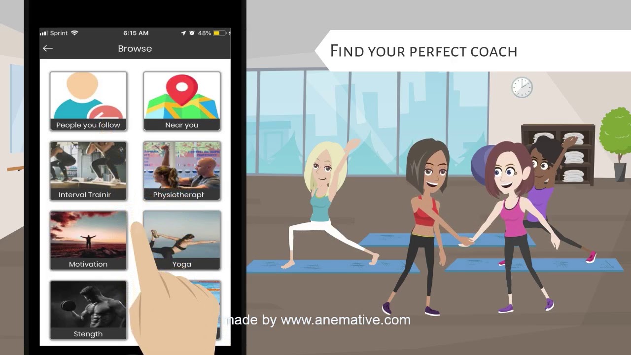 Anemative: Fitness App 2D animation video