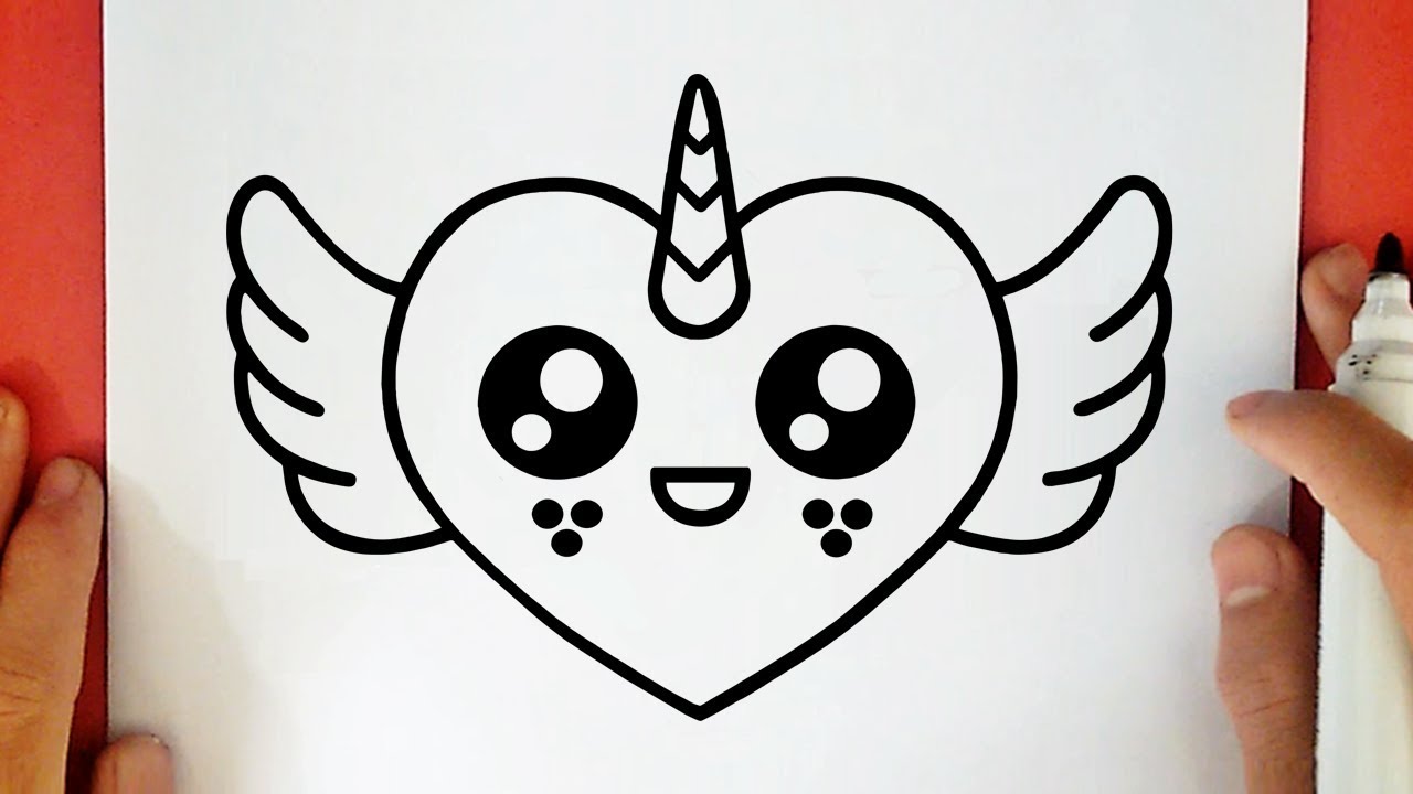 HOW TO DRAW A CUTE UNICORN HEART WITH WINGS