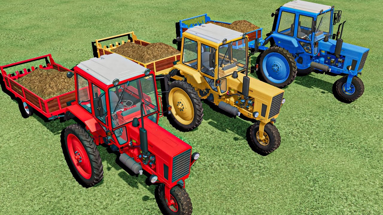 Work with Colors - Manure Job With JUST 3 WHEELS Mini Tractors Of Colors | Farming Simulator 22