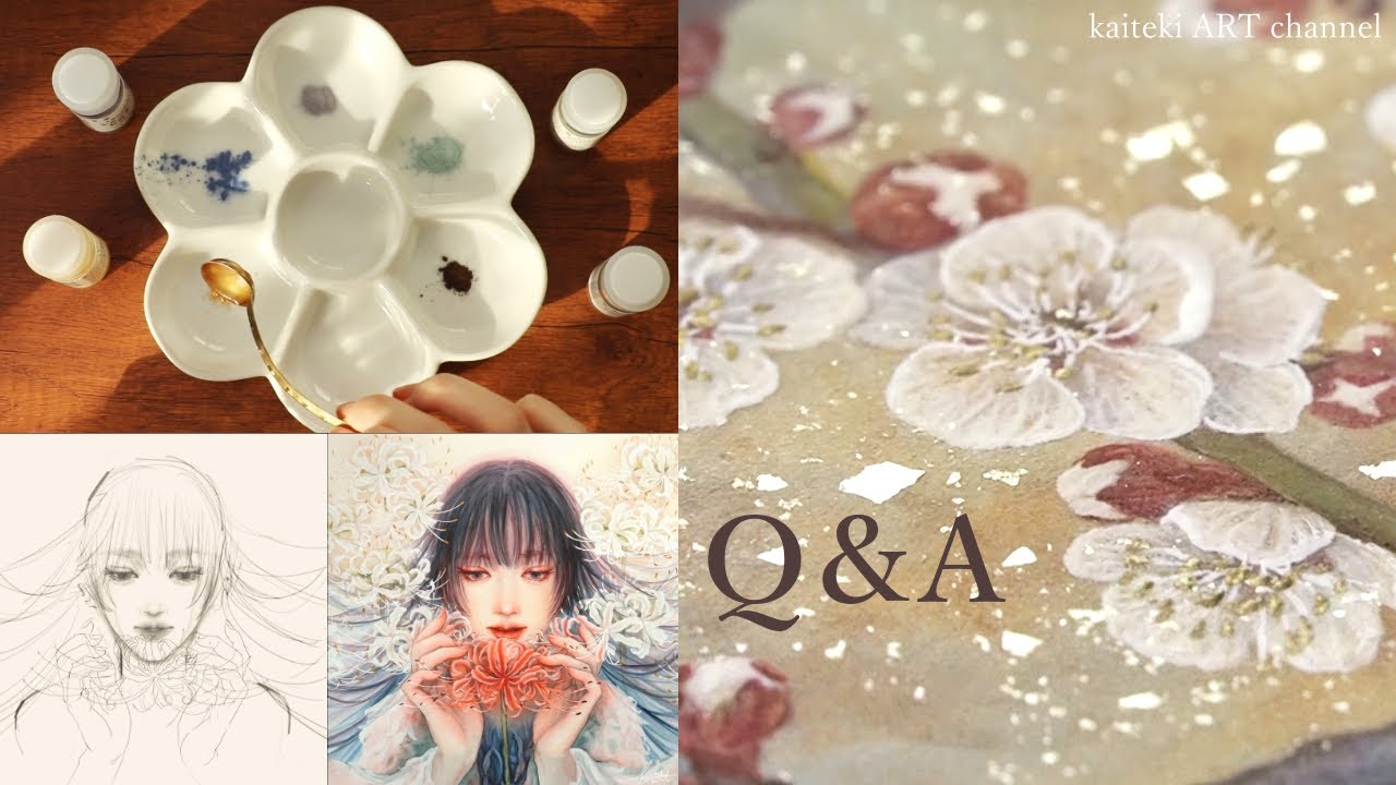 【50万人記念】Q＆A 絵を描く人向け＆日本画メイキング　Q＆A with a YouTube artist | How to be creative, illustration, Nihonga