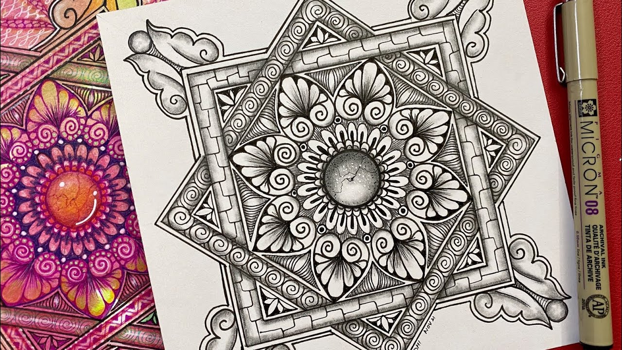 How to draw Mandala / Zendala   with easy step by step - Draw Along - MandalaNpa 039
