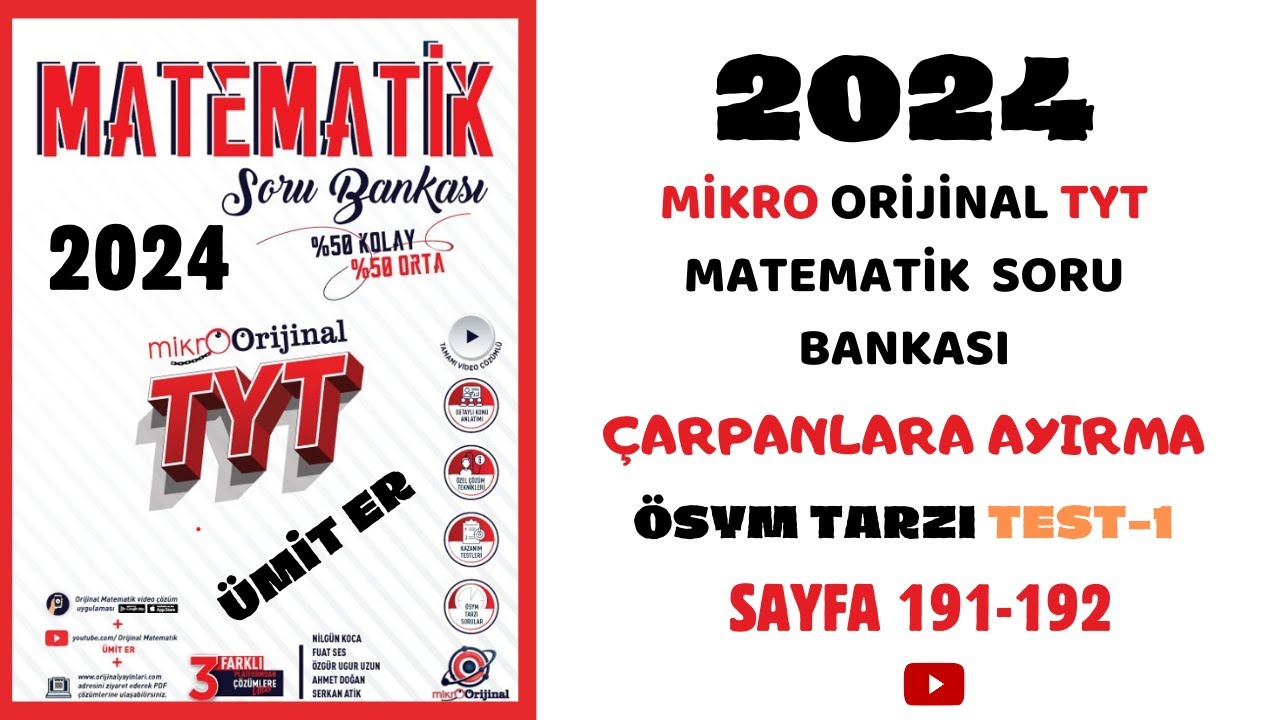 MİKRO TYT SORU BANKASI  |ÇARPANLARA AYIRMA|  Syf 191-192  | @umiter55  #yks2024 #kamp