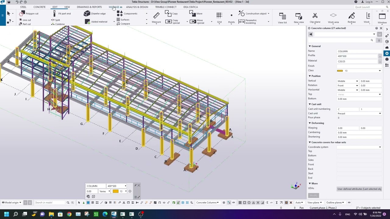 Как скопировать элементы из существующего проекта в новый проект в Tekla Structures [2022]