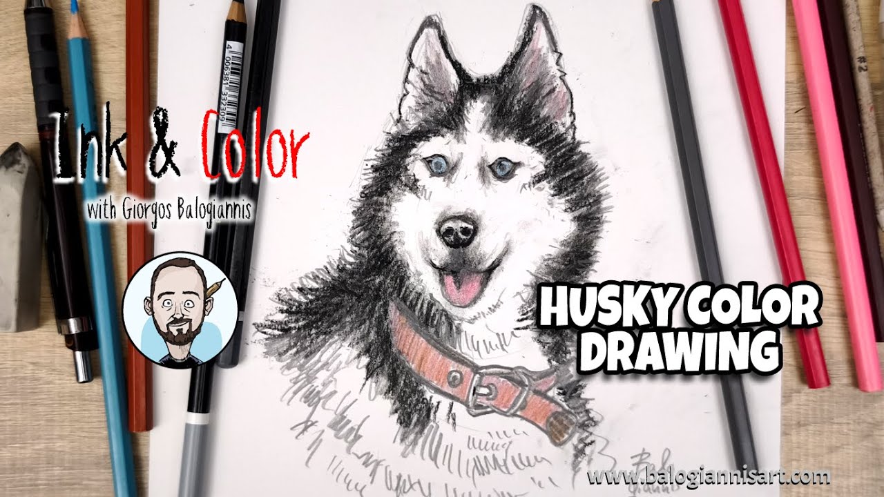 Cute Husky Smudgy Color Drawing – Speed Art Tutorial