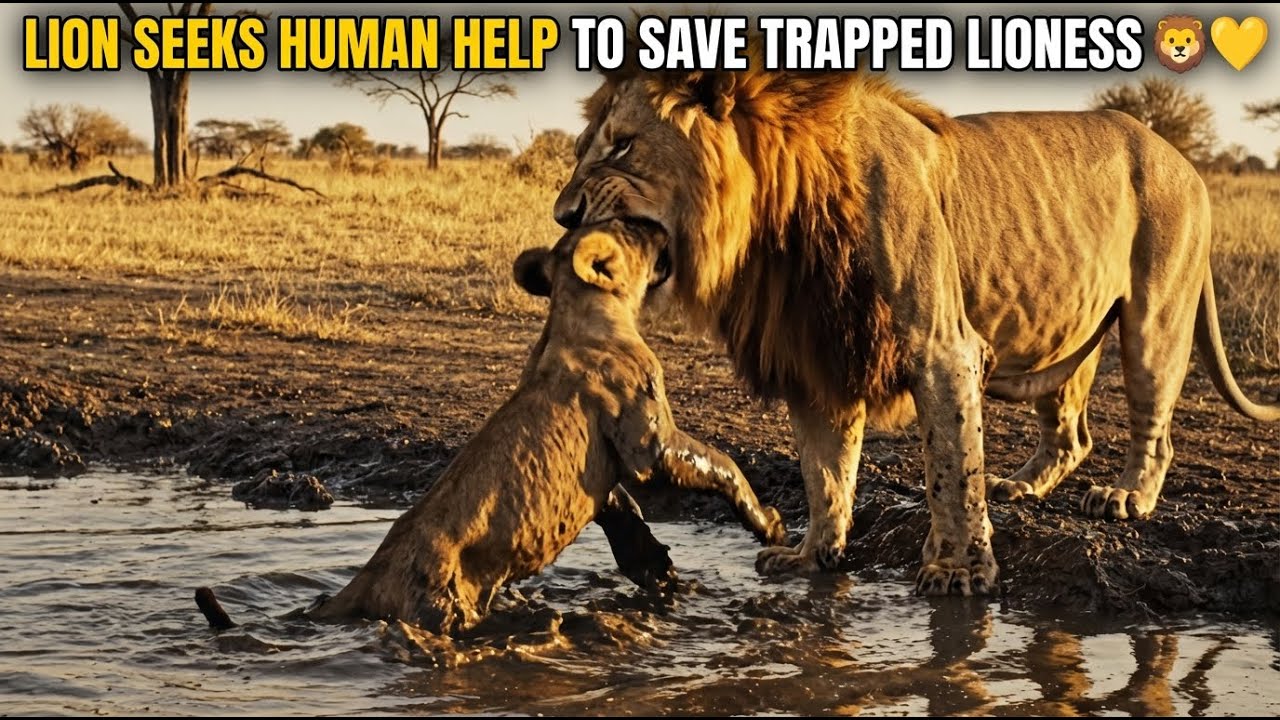 Lion Seeks Human Help to Save Trapped Lioness 🦁💛 | Incredible Rescue Story I Wildlife Miracles