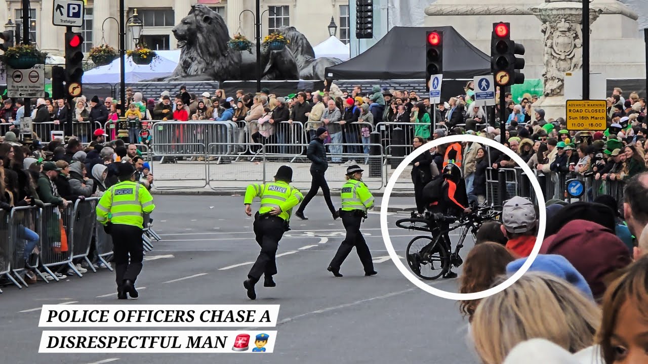 He Disrespected Met Police Officers - St Patrick's Day Parade While Horse Guards was Closed London