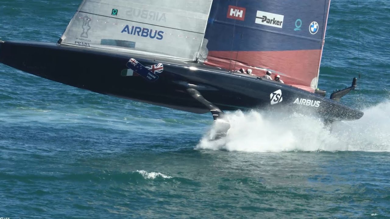 36th America's Cup - Patriot 2.0 first training (with a splash at 2.37)