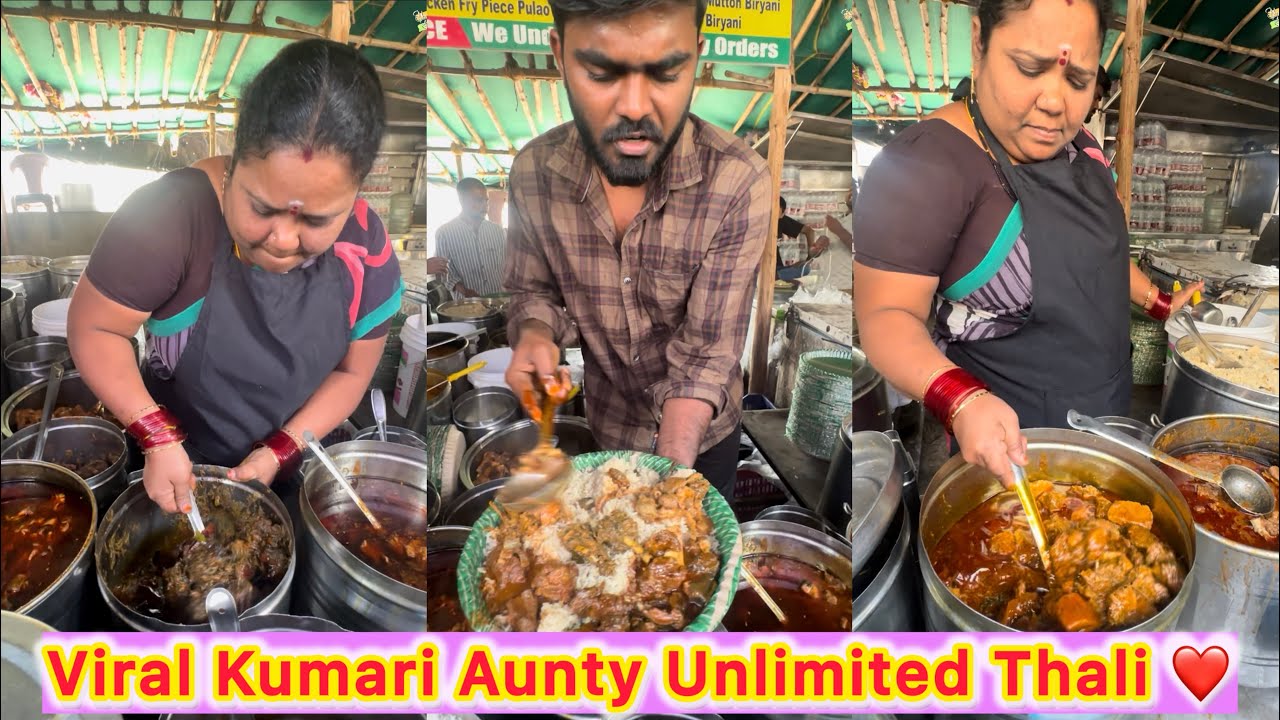 Viral Hyderabadi Aunty selling Unlimited NON-VEG Thali in Hyderabad 🔥👌 Itni lambi lines lagti hai 😱😮