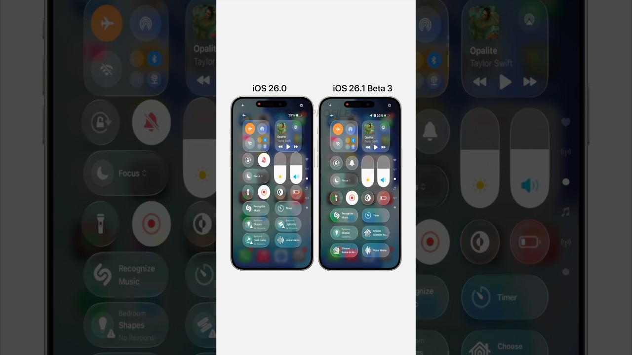 Control Center in iOS 26.1 Beta 3 feels bouncier when swiping between pages. #ios26