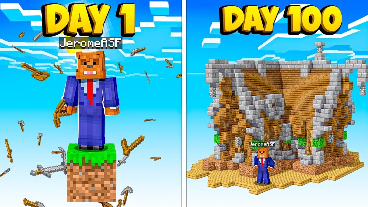 Я выжил 100 дней в Minecraft One Block