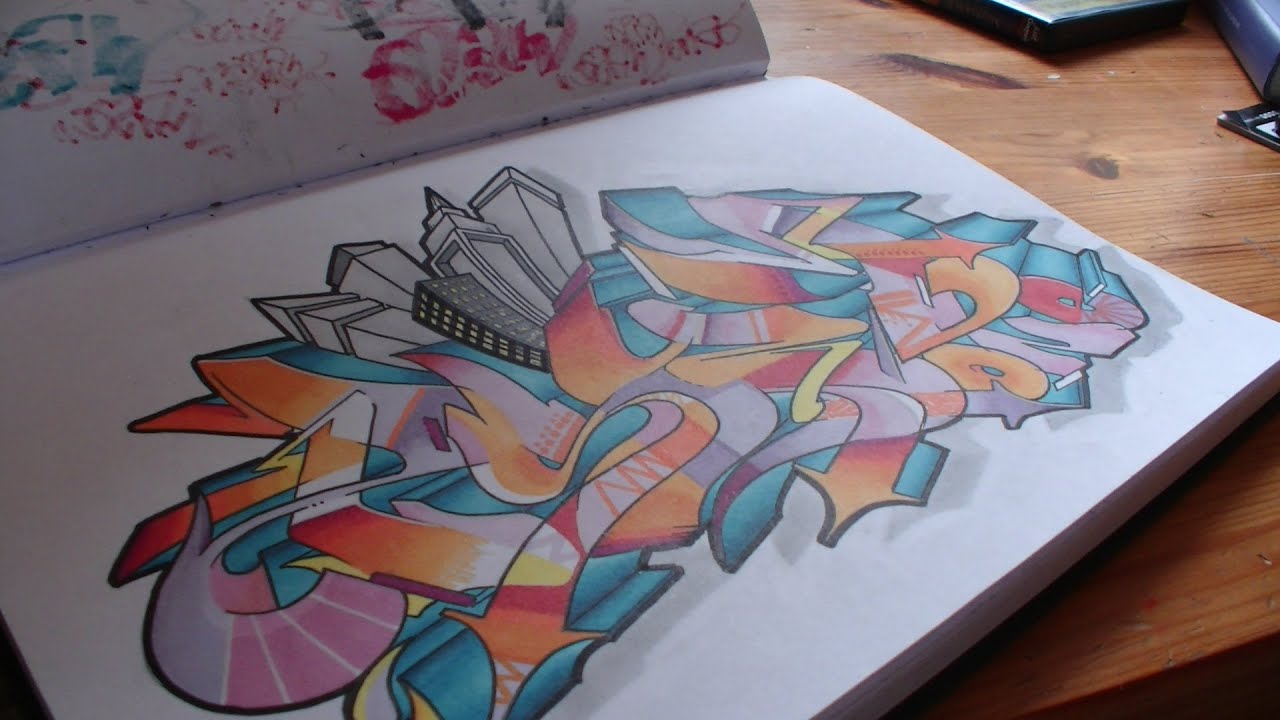 Wildstyle graffiti speed drawing sur papier // Blackbook piece 