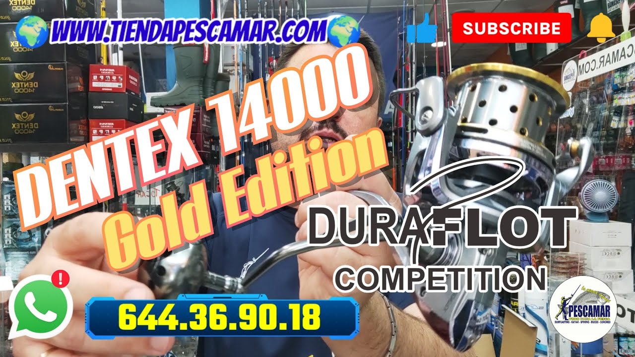 PESCAMAR - (VID122) - Carrete Surfcasting Dentex 14000 Duraflot, Gold Edition, Novedad 2023