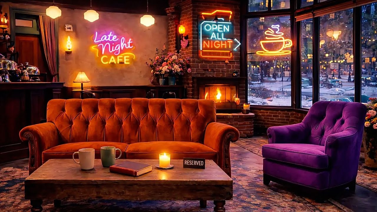 LIVE Cozy Café Ambience ☕ | Friends-Style Central Perk Vibes | Late Night Jazz & Warm Café Sounds