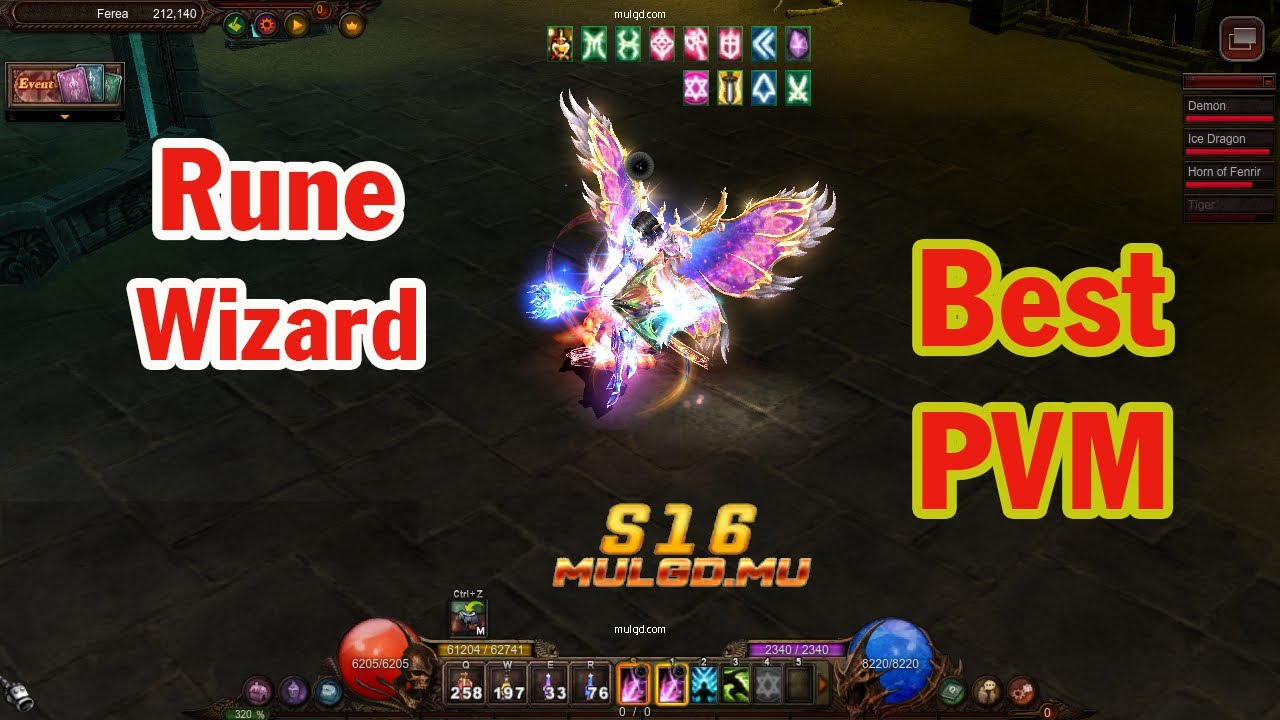Build Rune Wizard Mu Online Season 16 PVM Max Damge