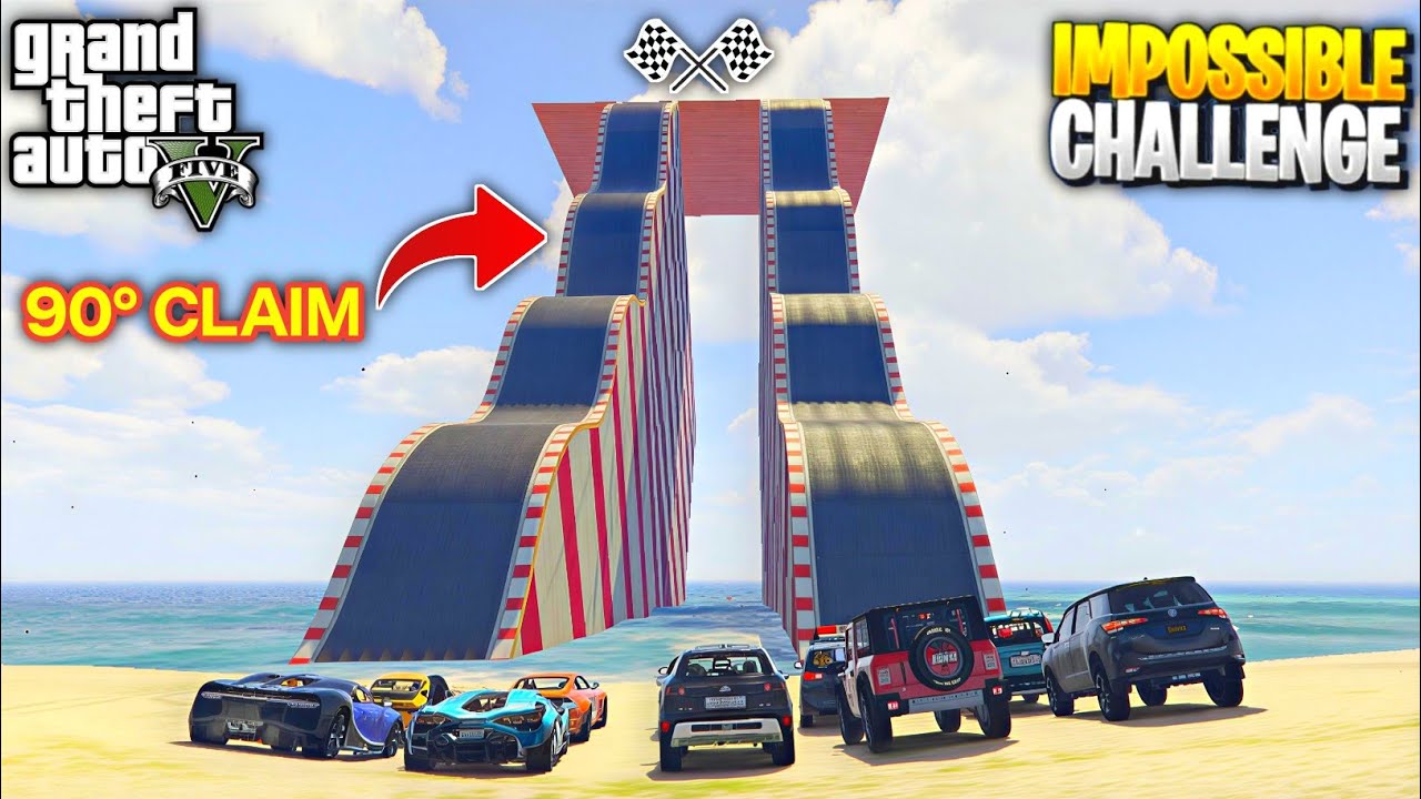 GTA 5: INDIAN CARS VS IMPOSSIBLE WATER BUMPER CLIMB  CHALLENGE | GTA 5 HINDI 
