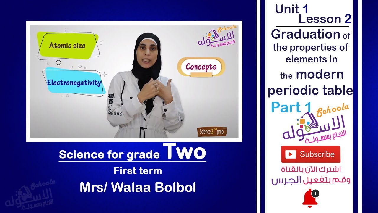 شرح ساينس تانية إعدادي | Graduation of Elements Properties  | تيرم1- وح 1- درس2 - جزء1 | الاسكوله