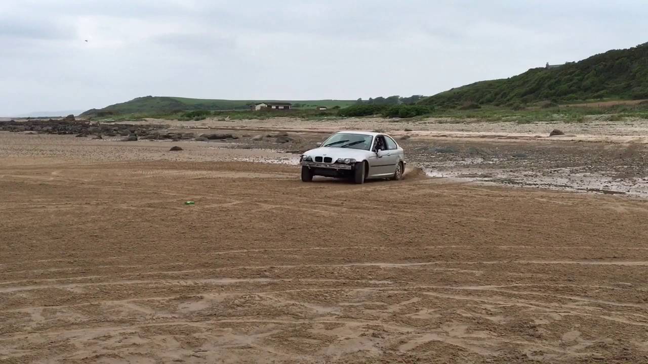 Bmw compact beach drifting and ragging