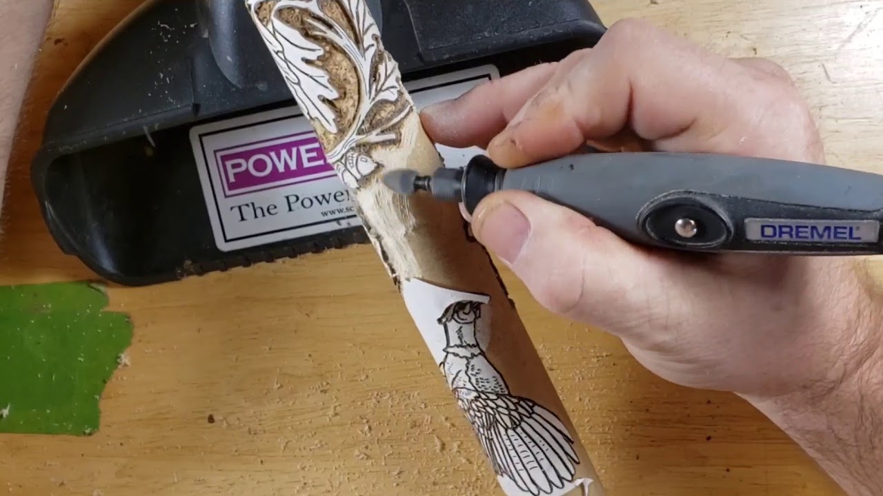 Wood carving a cane 3 ,dremel,whittling
