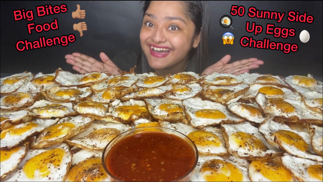 50 SUNNY SIDE UP EGGS EATING CHALLENGE 🍳| 50 OMELETTE EATING CHALLENGE | 50 EGGS EATING CHALLENGE