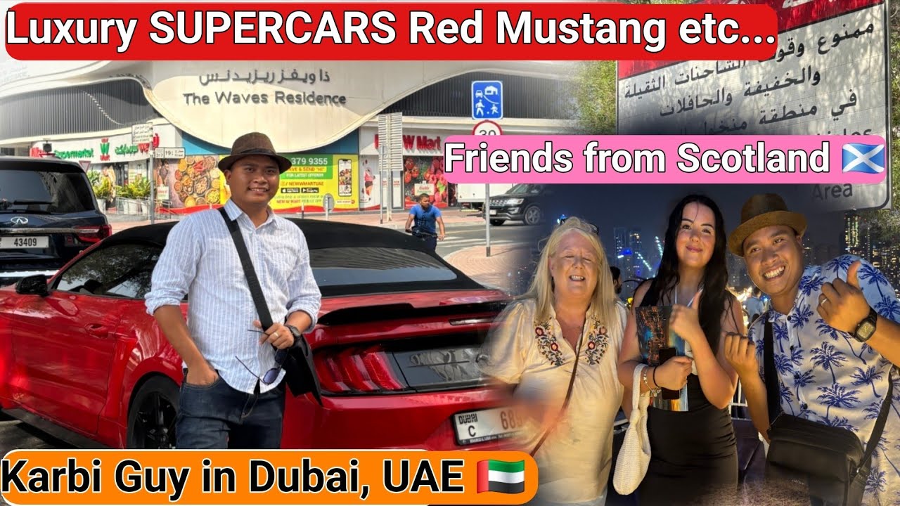 Karbi Guy In Dubai, City (UAE)🇦🇪 | Watch the SUPERCARS Red Mustang etc... Lang ik tha