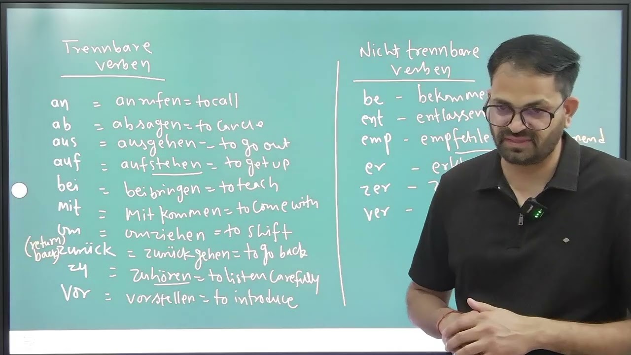 A1 - Separable & Non-Separable Verbs in German Grammar | Trennbare  Verben & zu+infinitiv Sentences