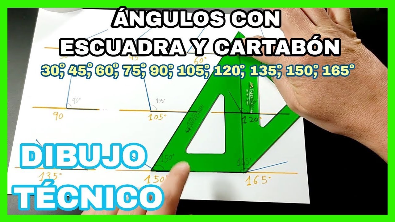 ÁNGULOS - con escuadra y cartabón 🚀🐸 30°, 45°, 60°, 75°, 90°, 105°, 120°, 135°, 150°, 165°,